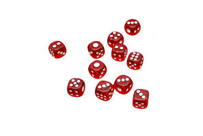 Кубики для ігор акрилові 12х12мм червоні прозорі