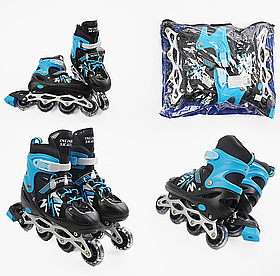 Ролики сині (6) Розмір 29-33, колеса PVC перед. колеса світло 6,5 см, устілка 16-19 см (25326-S)