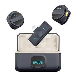 Бездротовий Мікрофон SX21 2+1 Петличний для телефона Android, iPhone, Автоматичне шумозаглушення, ANC, Typec-C, магніт