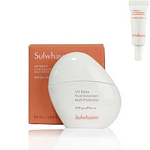 Ефективне водостійке молочко з високим сонцезахисним фактором SPF50+ PA++++ Sulwhasoo UV Daily Fluid Sunscreen 3 ml