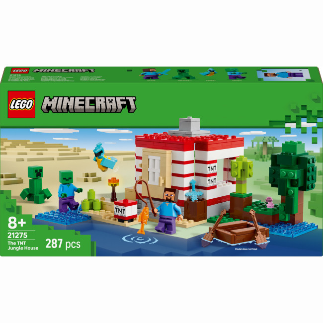 Конструктор LEGO Minecraft 21275 Будинок з вибухівки в джунглях 287 дет 6 x 35 x 19 см, фото 1