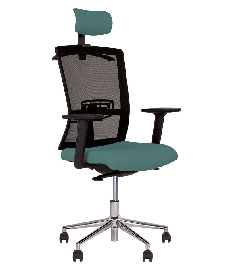 Крісло офісне Stilo R HR ST CHR64 сітка OH-5 тканина SM-02 зелена (Новий Стиль ТМ)
