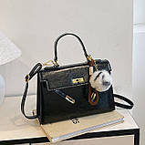 Жіноча сумка крос-боді 8810 на ремінці велика чорна, фото 2