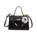 Жіноча сумка крос-боді 8810 на ремінці велика чорна, фото 8