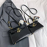 Жіноча сумка крос-боді 8810 на ремінці велика чорна, фото 6