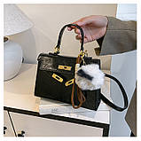 Жіноча сумка крос-боді 8810 на ремінці велика чорна, фото 3