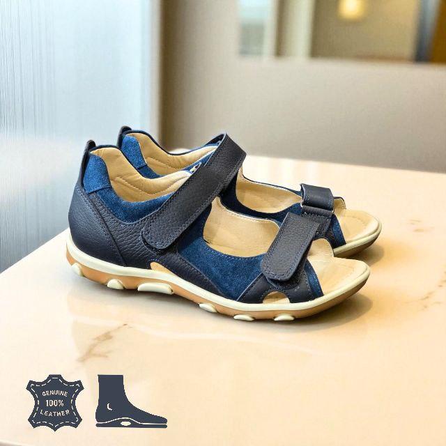 Дитячі підліткові шкіряні ортопедичні босоніжки з супінатором на липучках 35 розмір, фото 1