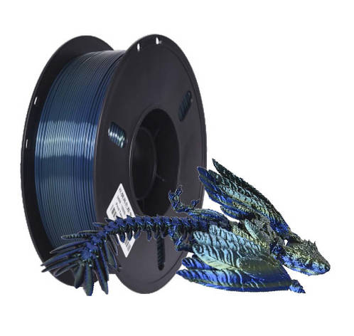 Пластикова нитка PLA, 1.75 мм, 1 кг двоколірний райдужний [синьо-зелений] (two-color rainbow [blue-green]), фото 1