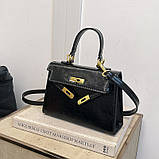 Жіноча сумка крос-боді 8810 на ремінці велика чорна, фото 4