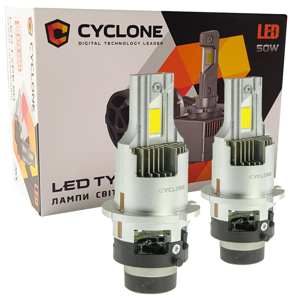 Лампа світлодіодна для фар Cyclone LED Type 50 D4S/R mini 6000K 9000LM 2 шт комплект, фото 1