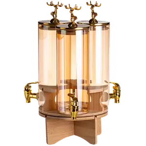 Диспенсер для напоїв потрійний 5,5 л на бамбуковій підставці