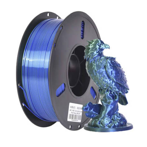 Пластикова нитка PLA, 1.75 мм, 1 кг Шовк двоколірний [темно-синій-темно-зелений] (Silk two-color dark blue-dark green), фото 1