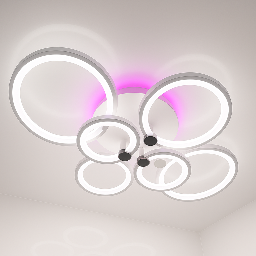 Люстра Лед з кільцями Vatan Light 196W до 30 м² колір Білий 1120/6 WH, фото 1