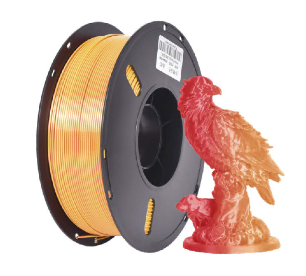 Пластикова нитка PLA, 1.75 мм, 1 кг Шовк двоколірний [золотисто-червоний]