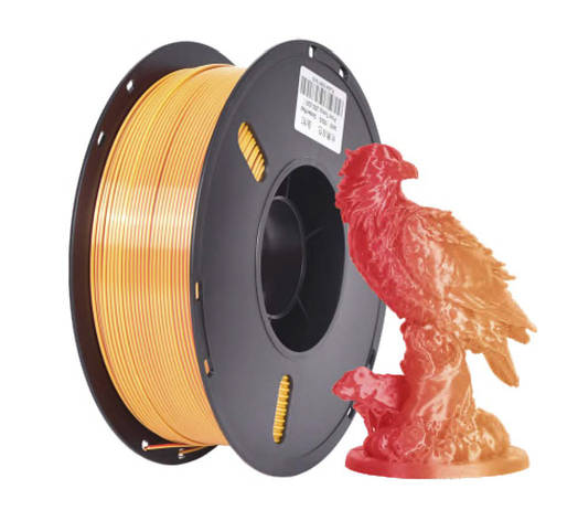 Пластикова нитка PLA, 1.75 мм, 1 кг Шовк двоколірний [золотисто-червоний], фото 1