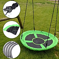 Гойдалка кругла м'яка, Гойдалки гніздо вуличні, Великі гойдалки (120см, до 150кг, Польща), OLN