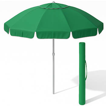 Парасолька пляжна з клапаном 2,5м + чохол, Зелений / Кругла парасолька для торгівлі / Парасолька садова велика