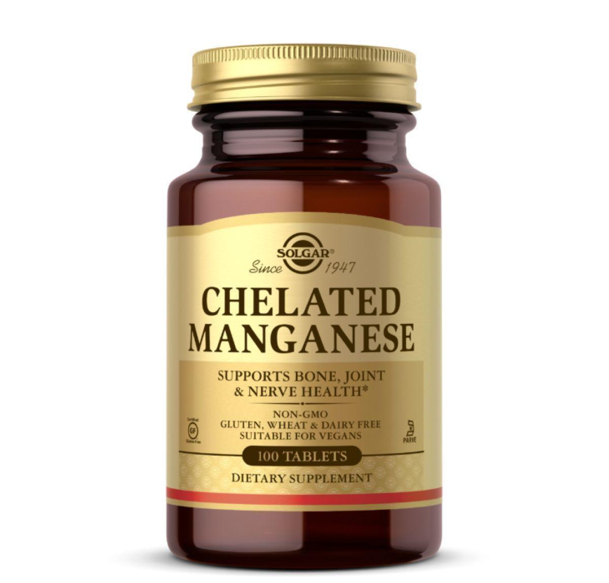 Хелатний марганець Solgar Chelated Manganese, 100 таблеток (8 мг на 1 таблетку), фото 1