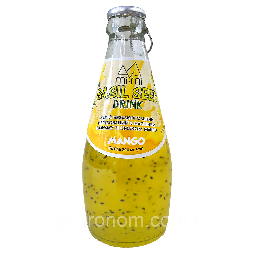 Напій з насінням базиліка зі смаком манго Мі-Мі Дрінк Mi-Mi Drink mango 290ml 24шт/ящ (Код: 00-00017939), фото 1