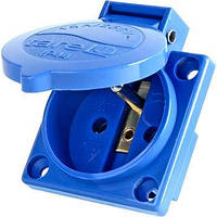 Розетка силова стаціонарна Tarel врізна 2Р+PE, 250 В, 16 А, IP44