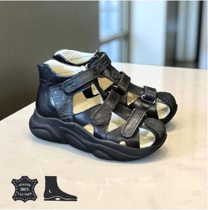 Дитячі підліткові шкіряні ортопедичні босоніжки з супінатором на липучках 35 розмір, фото 1