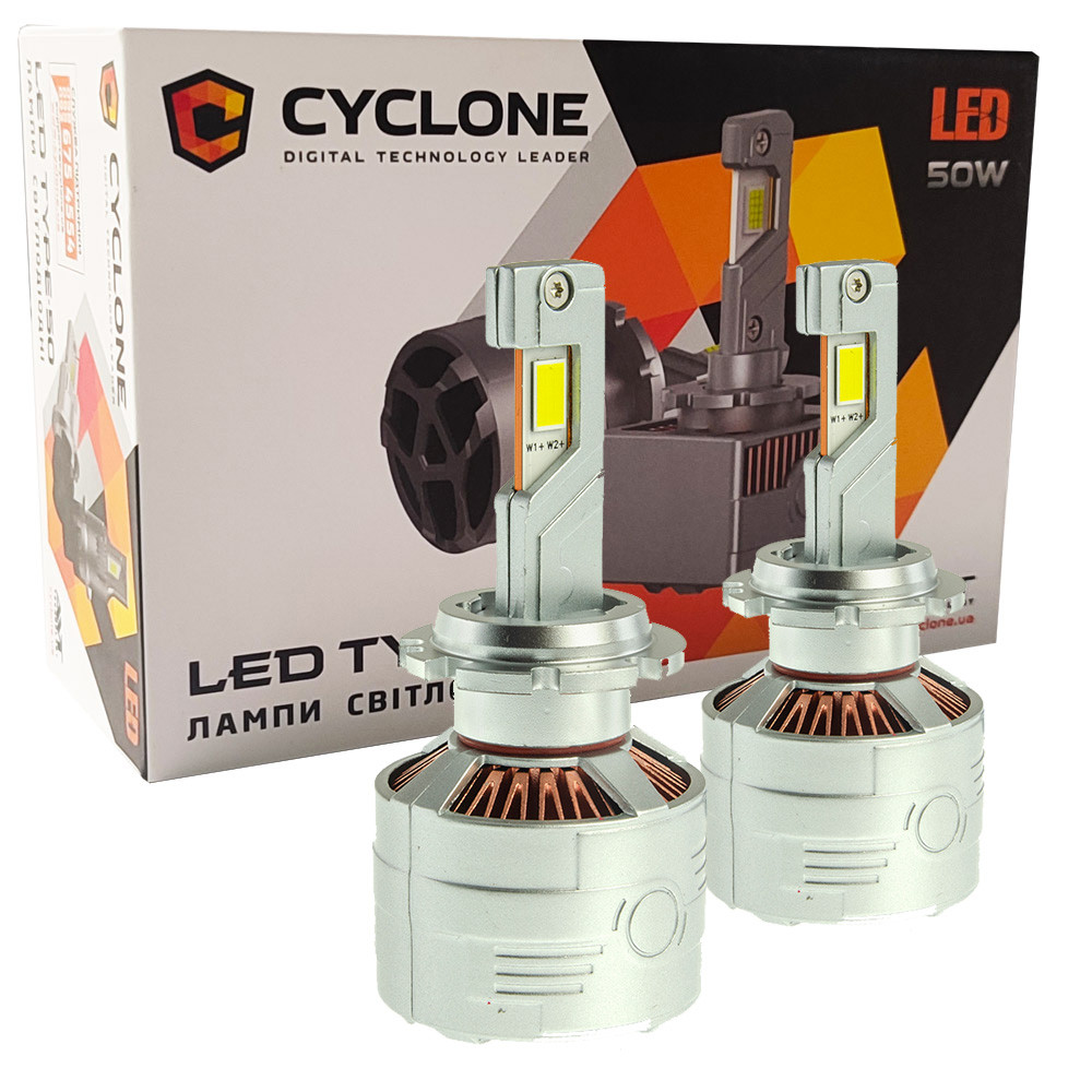 Лампа світлодіодна для фар Cyclone LED Type 50 D2 6000K 12000LM 2 шт комплект, фото 1