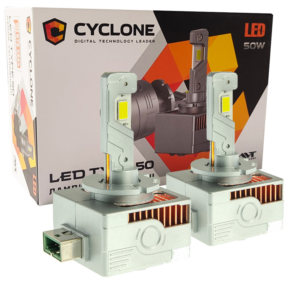Лампа світлодіодна для фар Cyclone LED Type 50 D3 6000K 12000LM 2 шт комплект, фото 1