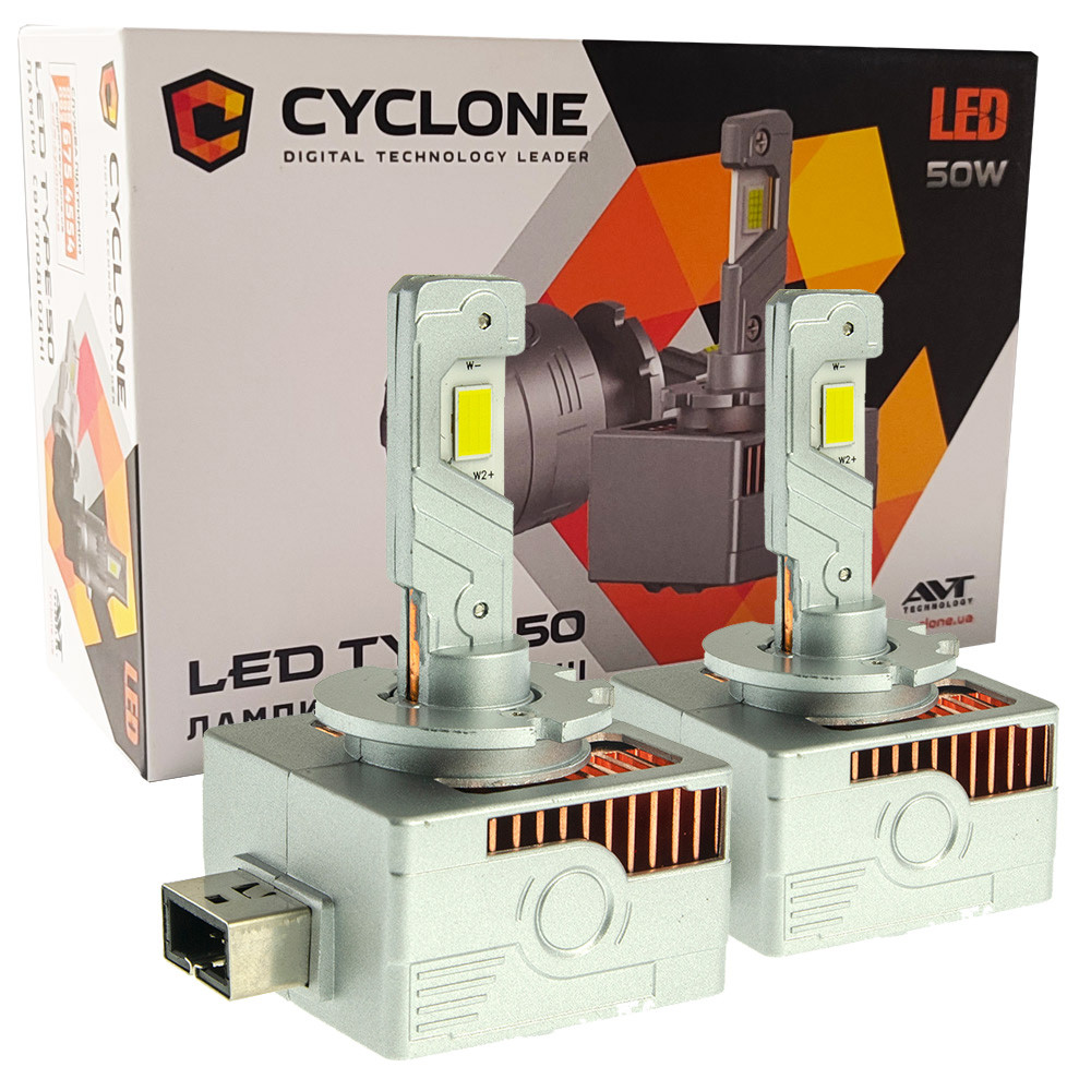 Лампа світлодіодна для фар Cyclone LED Type 50 D1 6000K 12000LM 2 шт комплект, фото 1
