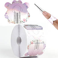 Форми одноразові (300 шт. в рулоні) "Квітка ніжно-рожева" (паперові) для нарощування нігтів