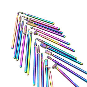 Насадки-фрези з алмазним напиленням хамелеон для манікюру і педикюру (рандом) AL