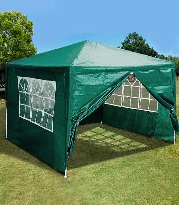 Павільйон, тент із бічними стінками зелений, стійкий, для дачі, торгівлі на природі, фото 1