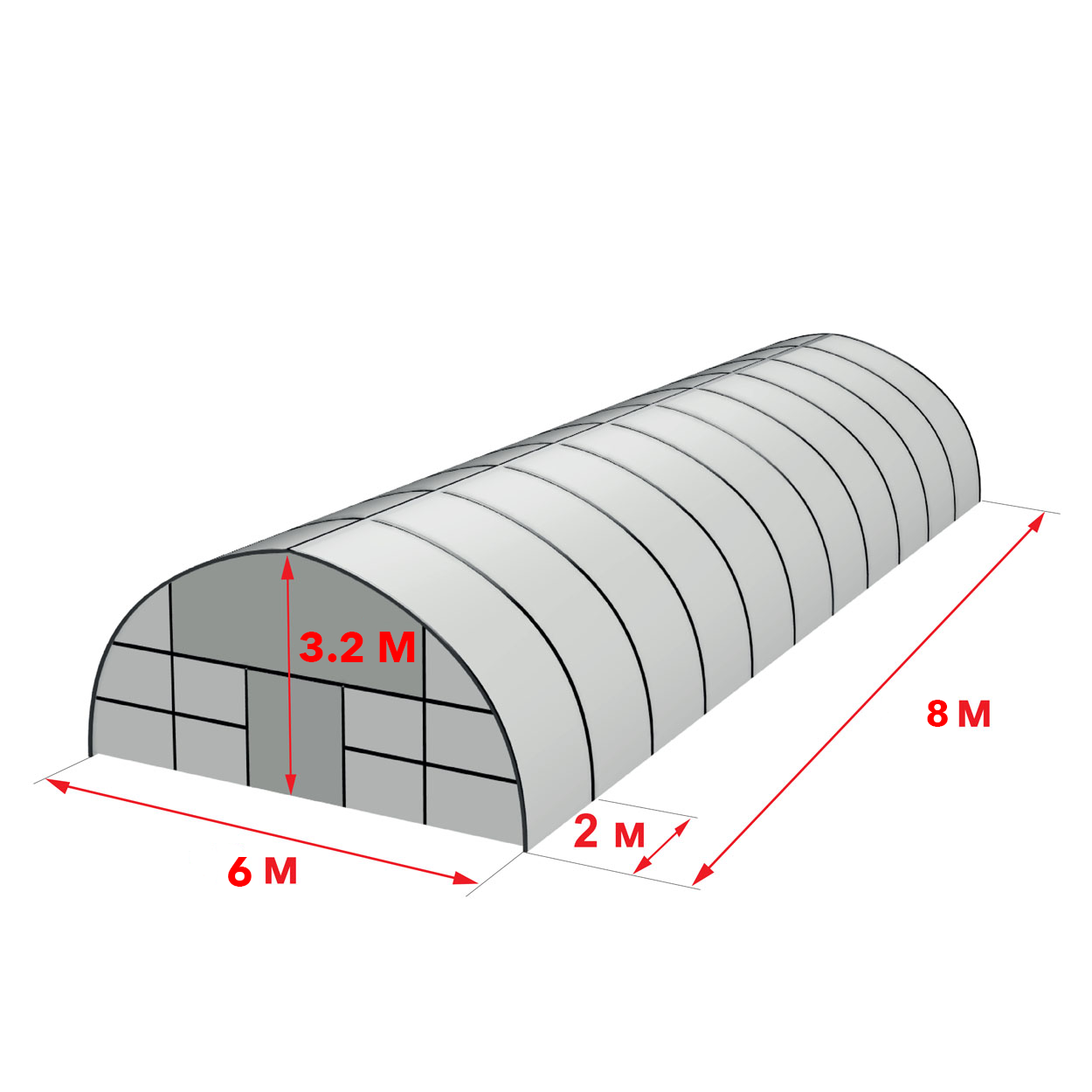 Каркас Теплиці 6 на 8 м із оцинкованої сталі Без плівки, фото 1