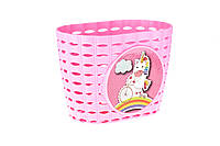 Кошик дитячий пластиковий на кермо ONRIDE Lio рожевий для велосипедів 12-14"