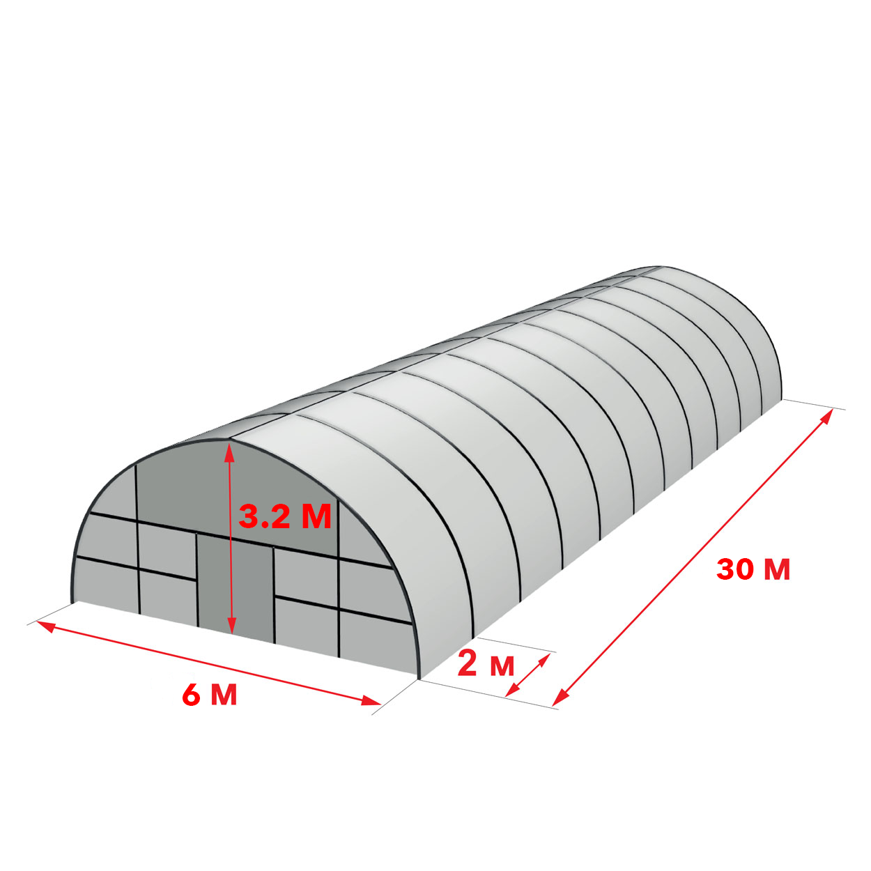 Теплиця 6 на 30 м з оцинкованої Подвійна плівка, фото 1