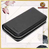 Місткий чоловічий клатч з двома відділеннями на блискавці з натуральної шкіри Marco Coverna Чорний