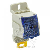 Блок розподільчий на DIN-рейку 80A LMA2663 синій (3*6...16 кв.мм+ 4*2,5...6 кв.мм)