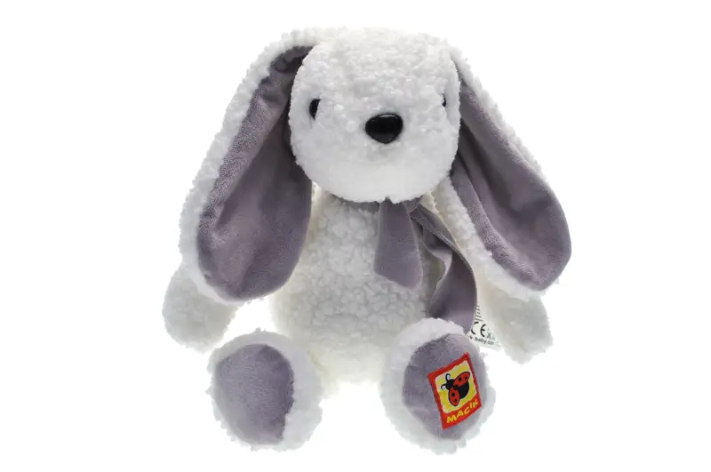 М'яка іграшка "Зайчик з сірими вушками" біла 33 см.