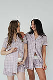 Піжама для вагітних віскоза костюм сорочка та шорти, фото 4