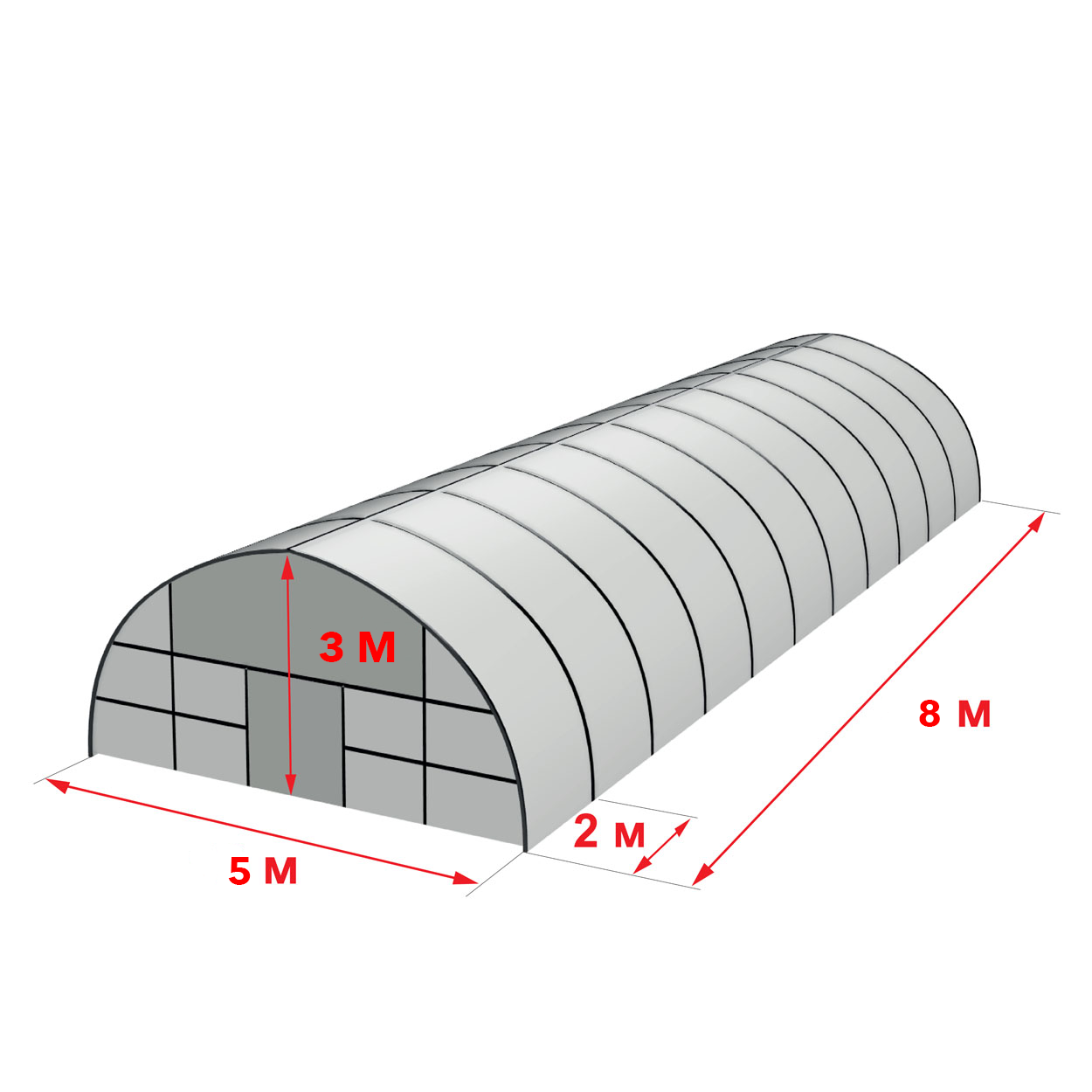 Теплиця 5 на 8 м з оцинкованої Подвійна плівка, фото 1