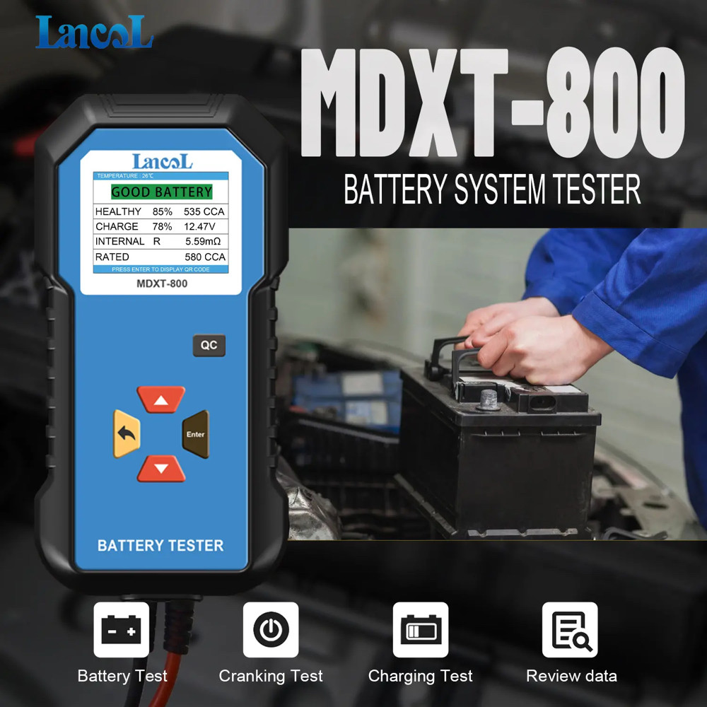 Lancol MDXT-800 BatteryTester (рос меню кольоровий дисплей) аналізатор акб 12/24V всіх типів 3-360 Ah, фото 1