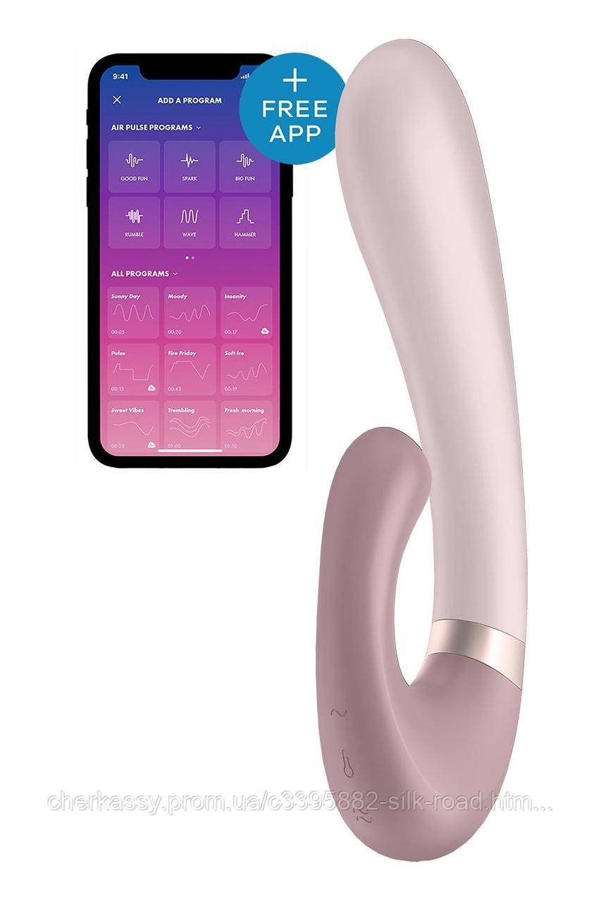 Подвійний смарт вібратор з функцією нагріву Satisfyer Heat Wave Connect App Mauve ніжно-рожевий
