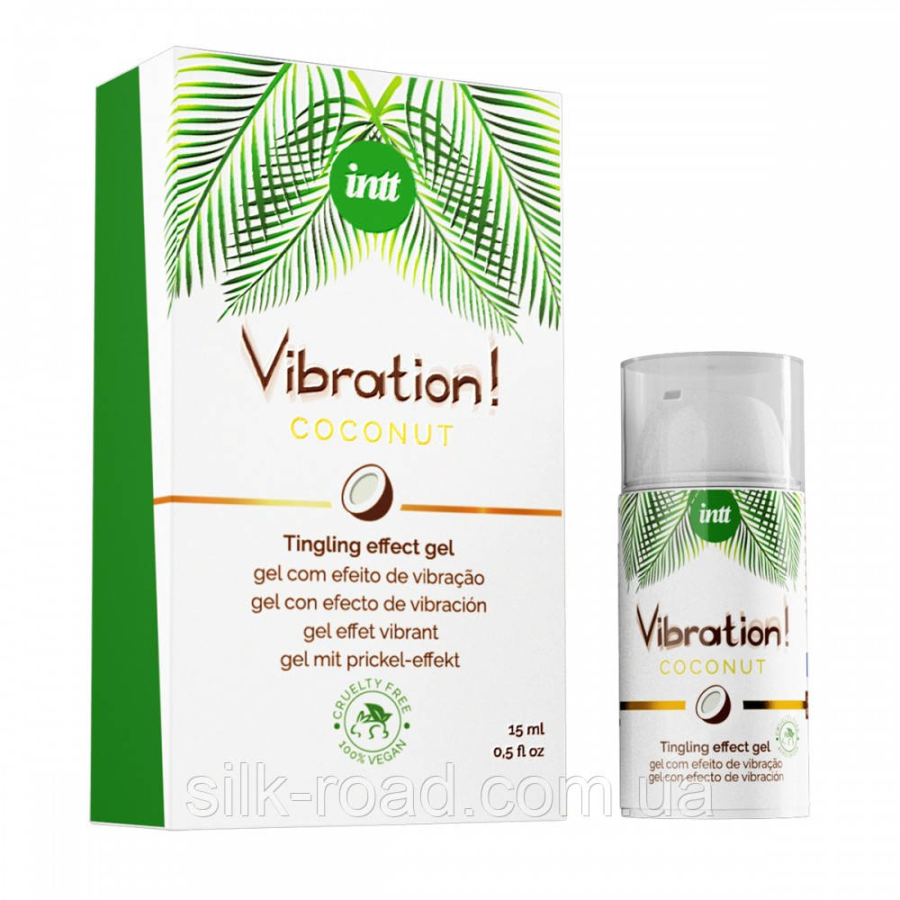 Рідкий вібратор Intt Vibration Coconut NEW 100% Vegan зі смаком кокосу, 15 мл, фото 1