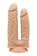 Фалоімітатор подвійний на присосці Dream ToysReal Love, термоактивний, бежевий