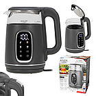 Електричний чайник Adler AD 1305 сірий, скляний, LED, з контролем температури, 1.7 л, фото 9