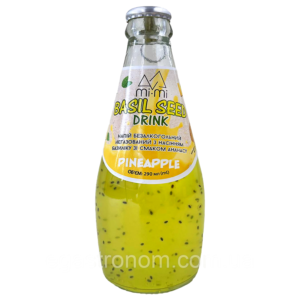 Напій з насінням базиліка зі смаком ананасу Мі-Мі Дрінк Mi-Mi Drink pineapple 290ml 24шт/ящ (Код: 00-00017940), фото 1