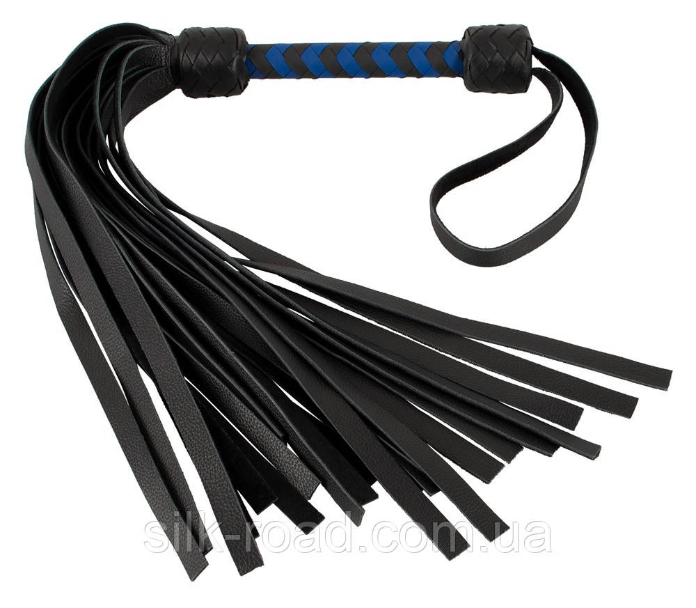 Флогер шкіряний ZADO TOOLS Leather Flogger із плетеною ручкою, чорно-синій