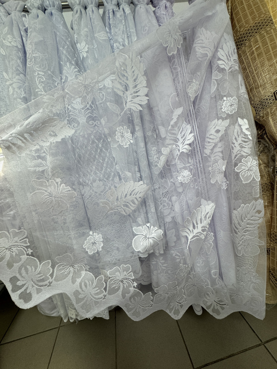 Тюль жаккард короткий №49500 1,5м білий оптом
