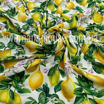 Супер софт друкований принт Лимони із зеленим
