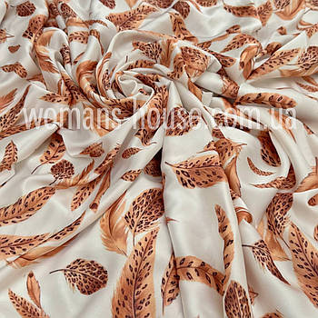 Супер софт друкований принт Пір'я бежевий