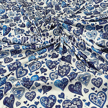 Суперсофт друкований принт Сердечка сині